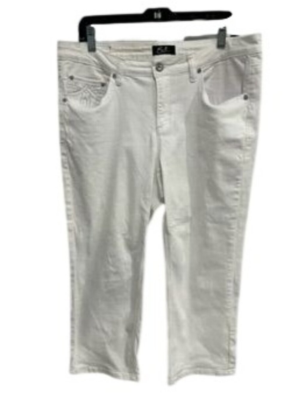 Earl Jeans 16W White Denim Stretch Capri Embellished Pocket Pants Y2K Soft Girl
